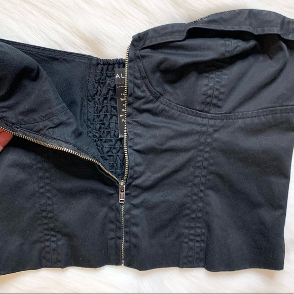 Aritzia Talula Y2K Bustier Zip Cropped Strapless Corset Top Black Size 4 - Picture 3 of 8